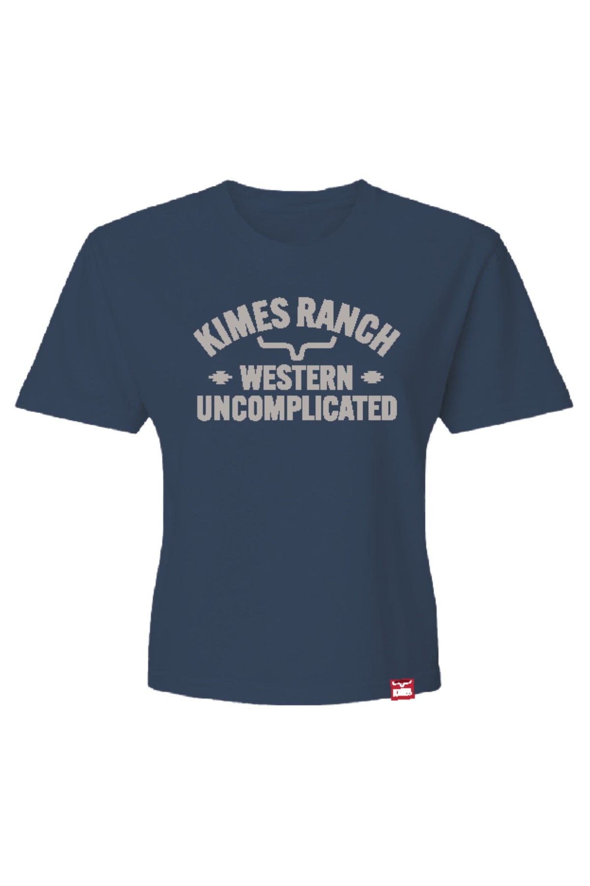 Kimes Ranch Cavell short sleeve t-shirt in Blue Jean with Western Uncomplicated graphic print; #color_dark blue