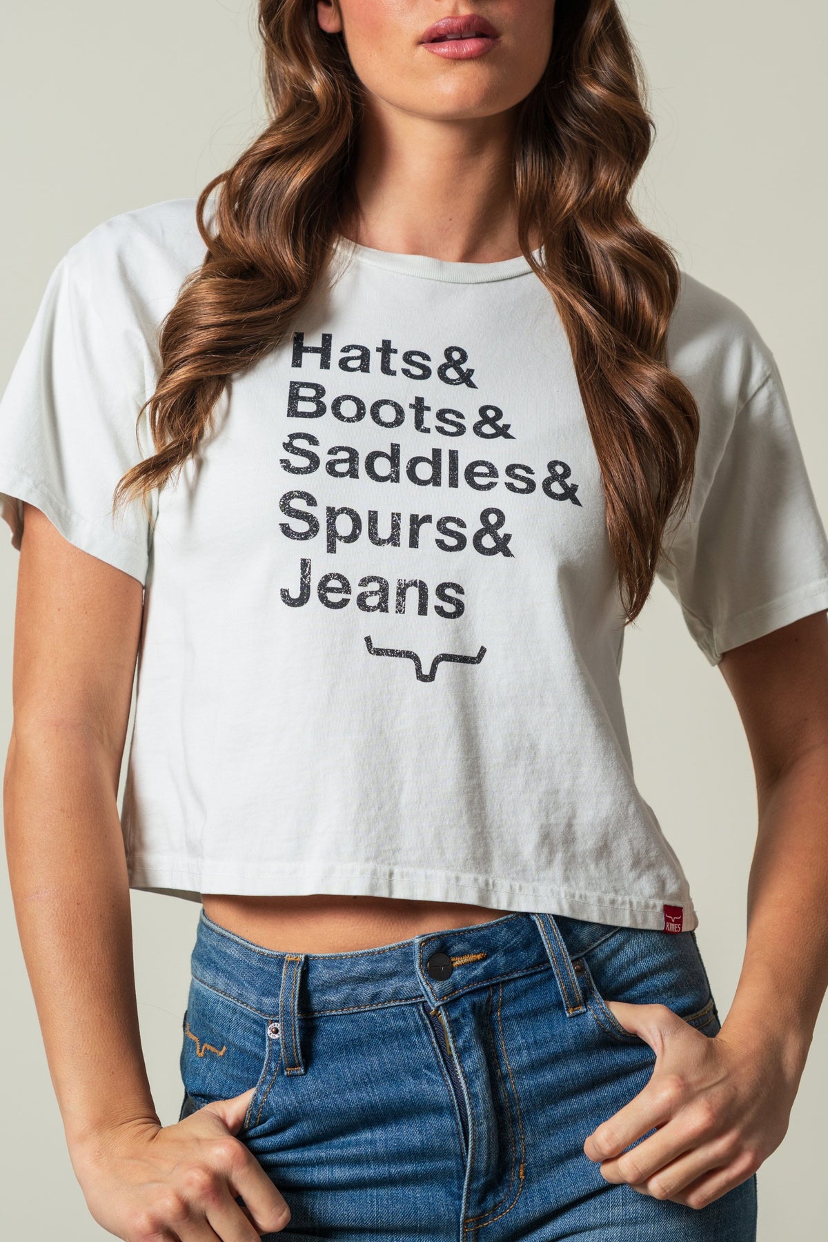 Kimes Ranch Hats & Boots short sleeve tee in natural with black text and Kimes Ranch logo; #color_natural