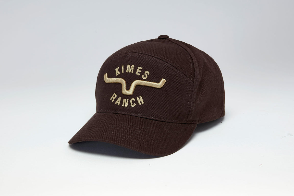Kimes Ranch 66 dark brown baseball cap with embroidered Kimes Ranch logo on front; #color_dark brown